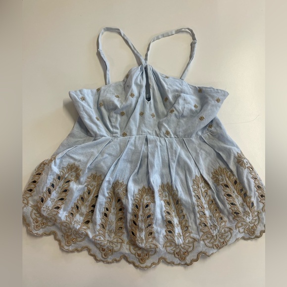 Anthropologie Moulinette Soeurs Womens Peplum Halter Top SMALL Embroidered - Picture 2 of 11